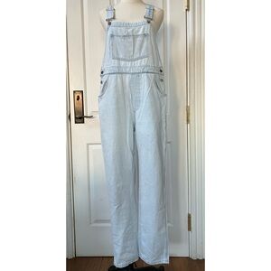 WeWoreWhat Basic Denim Relaxed Overalls in Light Icy Wash Size M